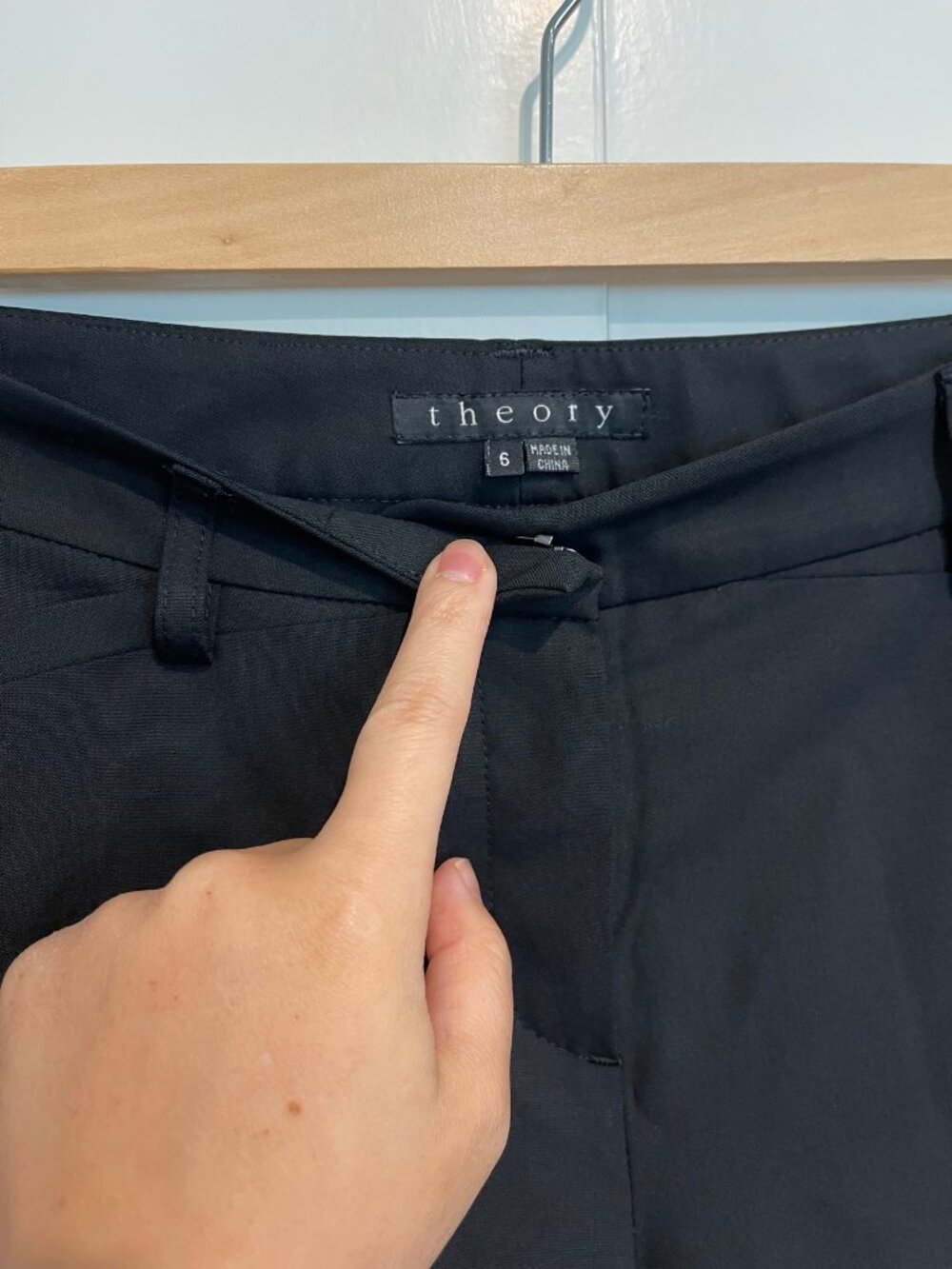 Theory Black Suit Set — Blazer & Wide-Leg Pants with Pockets — Size 6 - Picture 5 of 5